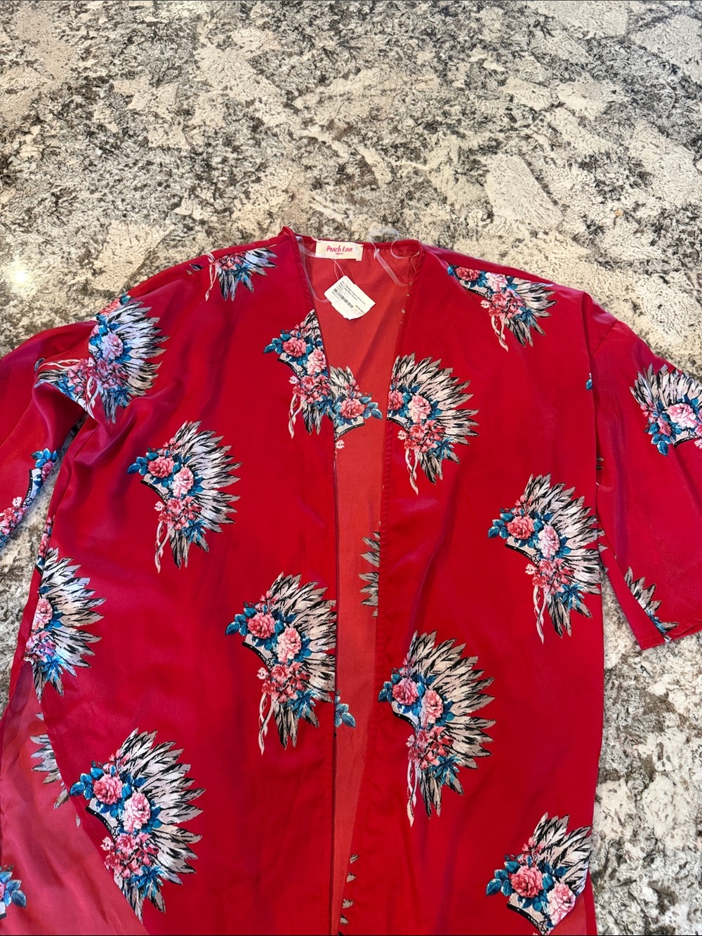 Women's Red Indian Kimono Top - Lightweight Casual Top